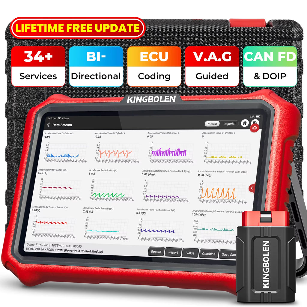 KINGBOLEN K8 PRO Professional Car Diagnostic Tool - Comprehensive OBD2 Scanner with Bi-Directional Control, 28 Reset Functions, ECU Coding, and Free Updates for US and EU Vehicles