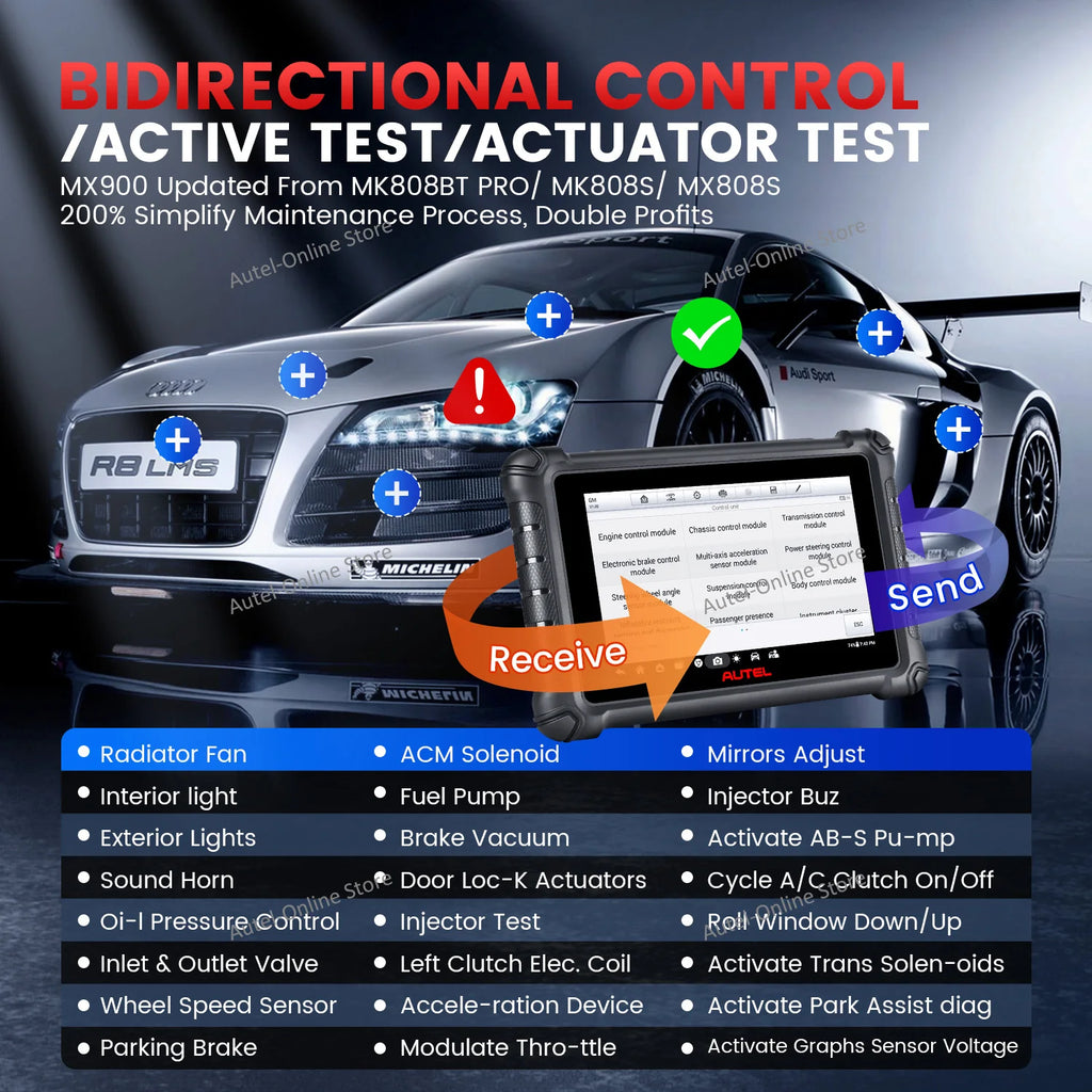 Maxicheck MX900 Car Diagnostic Tool CAN FD Doip 8 Inch Bidirectional OBD2 Scanner OE All Systems Diagnosis PK MK900 MX808S