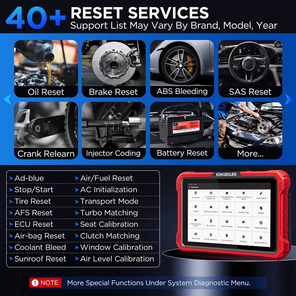 KINGBOLEN K10 PRO 10-Inch Tablet Diagnostic Tool for All Systems - ECU Coding, Active Testing, 34 Reset Functions, 2 Years Free Updates, Available in US and EU Warehouses