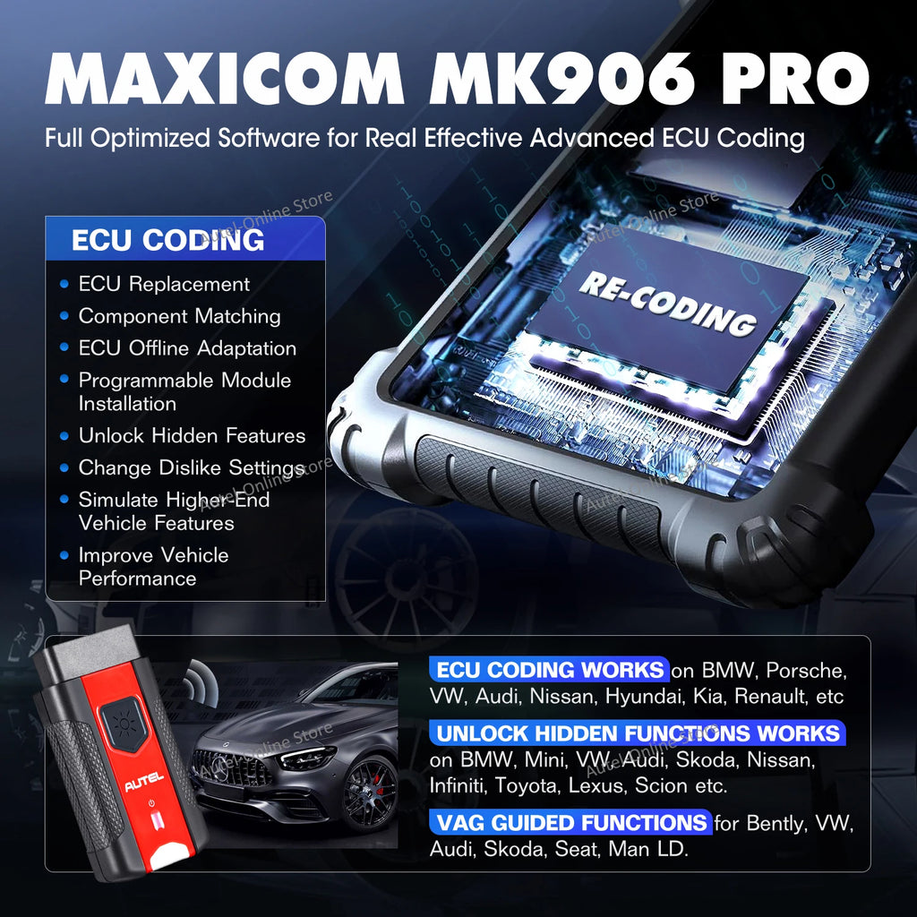 Maxicom MK906S Pro Car Diagnostic Tool, Same Functions as MS906 Pro, Advanced ECU Online Coding 40+ Services Doip & CAN FD