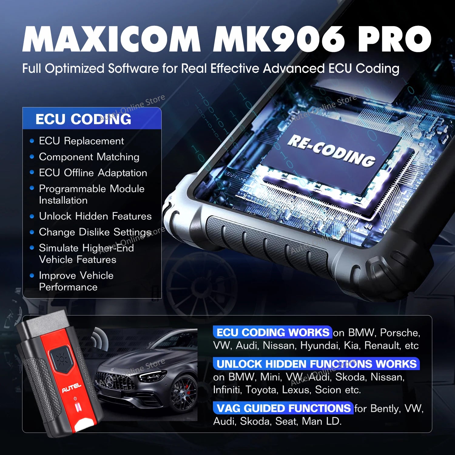 Maxicom MK906S Pro Car Diagnostic Tool, Same Functions as MS906 Pro, Advanced ECU Online Coding 40+ Services Doip & CAN FD