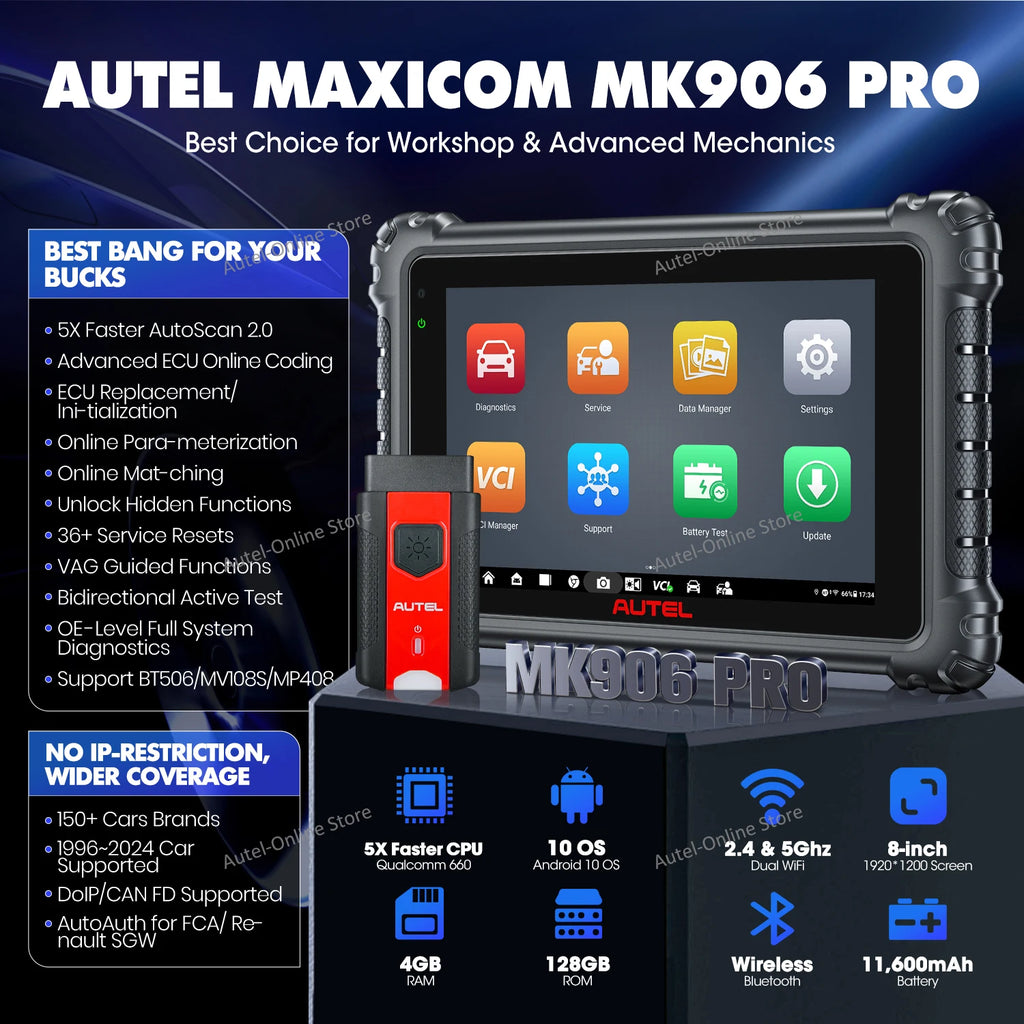 Maxicom MK906S Pro Car Diagnostic Tool, Same Functions as MS906 Pro, Advanced ECU Online Coding 40+ Services Doip & CAN FD