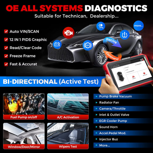 KINGBOLEN K8 PRO Professional Car Diagnostic Tool - Comprehensive OBD2 Scanner with Bi-Directional Control, 28 Reset Functions, ECU Coding, and Free Updates for US and EU Vehicles