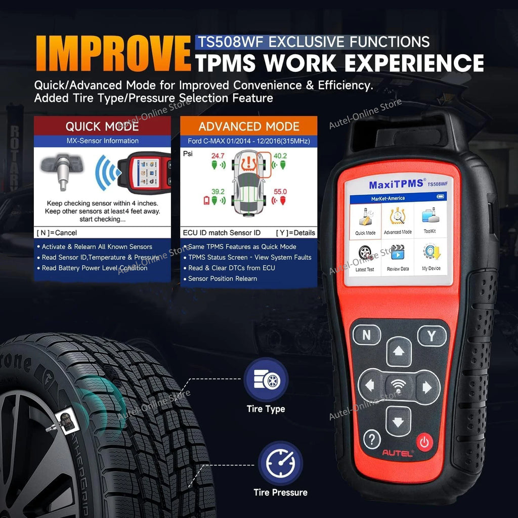 Maxitpms TS508WF TPMS Relearn Tool OBD2 Scanner TPMS Reset Service, Read/Clear TPMS Code, Wi-Fi Version of TS508