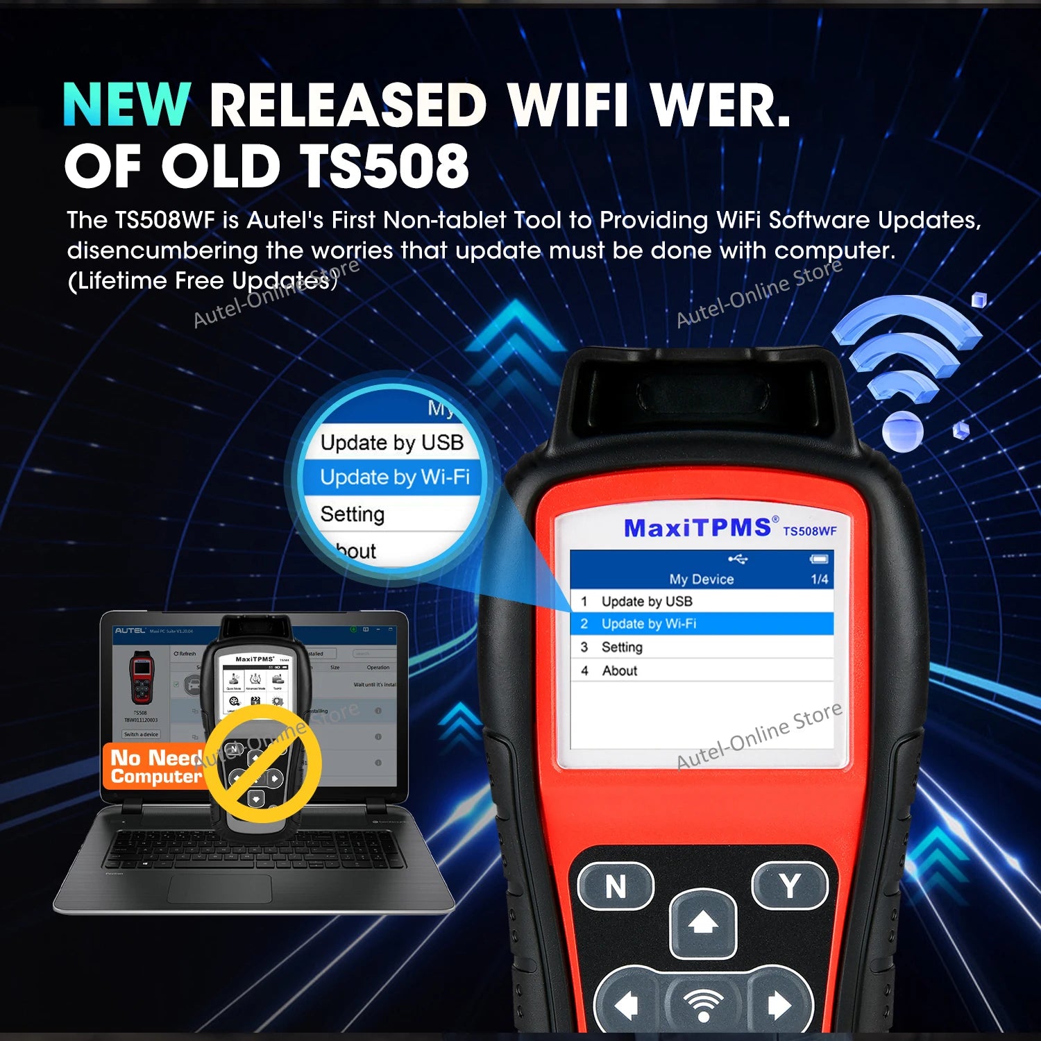 Maxitpms TS508WF TPMS Relearn Tool OBD2 Scanner TPMS Reset Service, Read/Clear TPMS Code, Wi-Fi Version of TS508