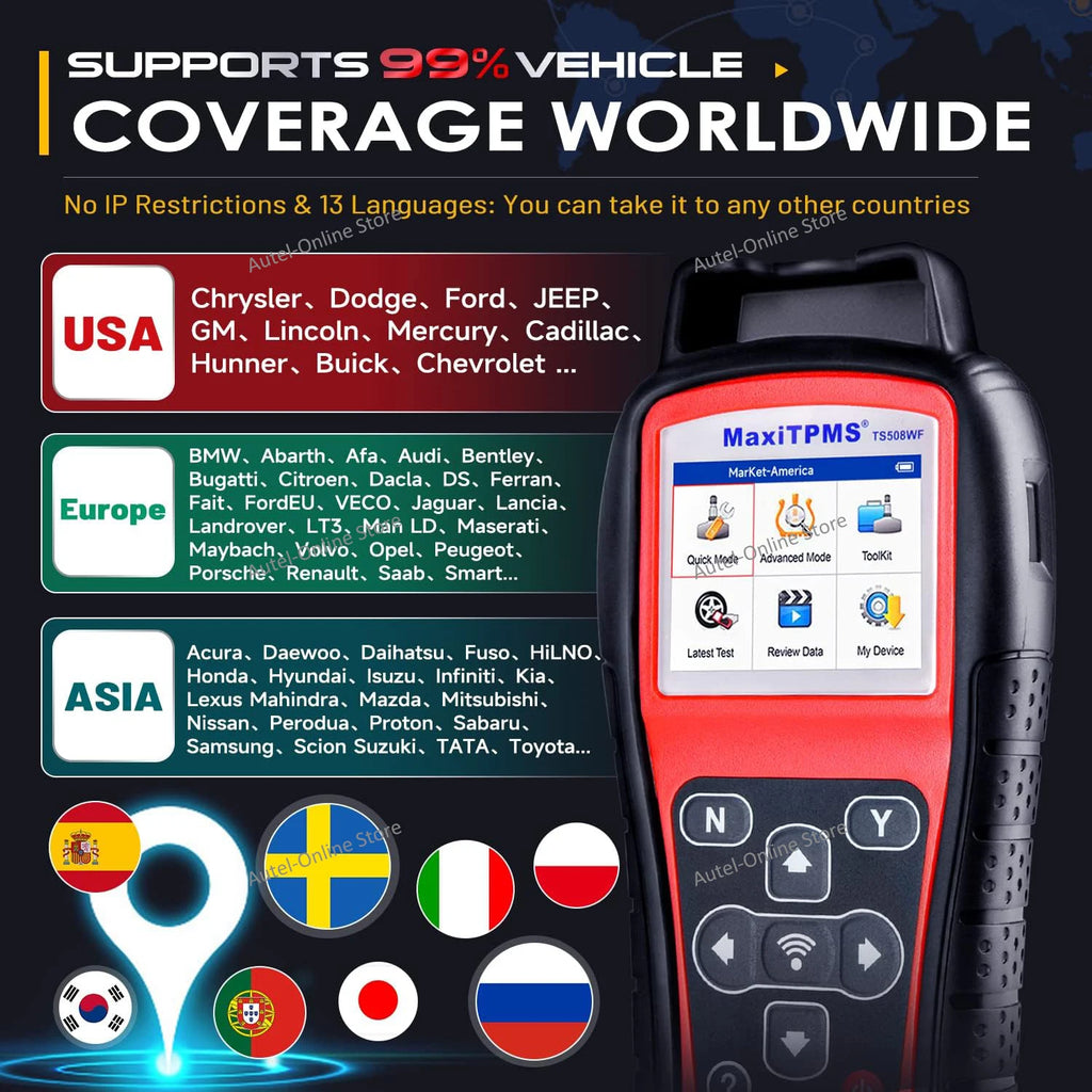 Maxitpms TS508WF TPMS Relearn Tool OBD2 Scanner TPMS Reset Service, Read/Clear TPMS Code, Wi-Fi Version of TS508