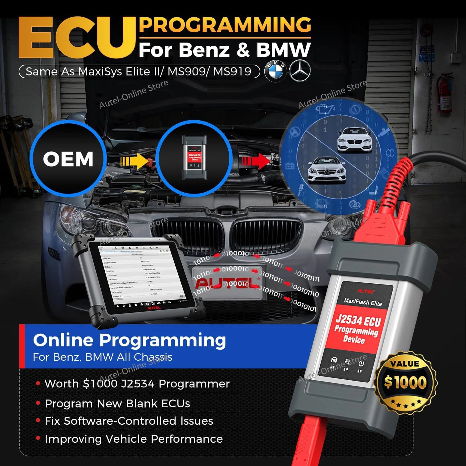 Maxisys MS908S PRO II Scanner Diagnostic Scann Tool J2534 ECU Programming Online Coding US Ver. of MK908 PRO II, 4000+Test