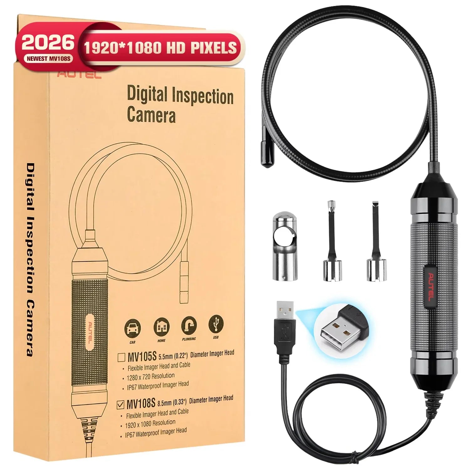 Maxivideo MV108S Camera MV108S Endoscope Inspection Tool 1920X1080 Resolution 8.5Mm/0.33" Digital Inspection Camera