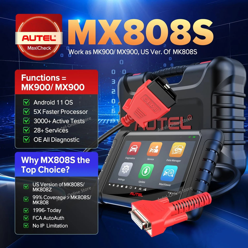 MX808S Car Diagnostic Tool Automotive Code Reader OE All Systems Diagnostics Bidirectional OBD2 Scanner