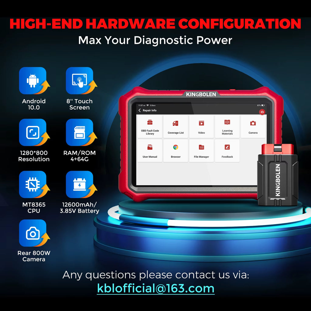 KINGBOLEN K8 PRO Professional Car Diagnostic Tool - Comprehensive OBD2 Scanner with Bi-Directional Control, 28 Reset Functions, ECU Coding, and Free Updates for US and EU Vehicles