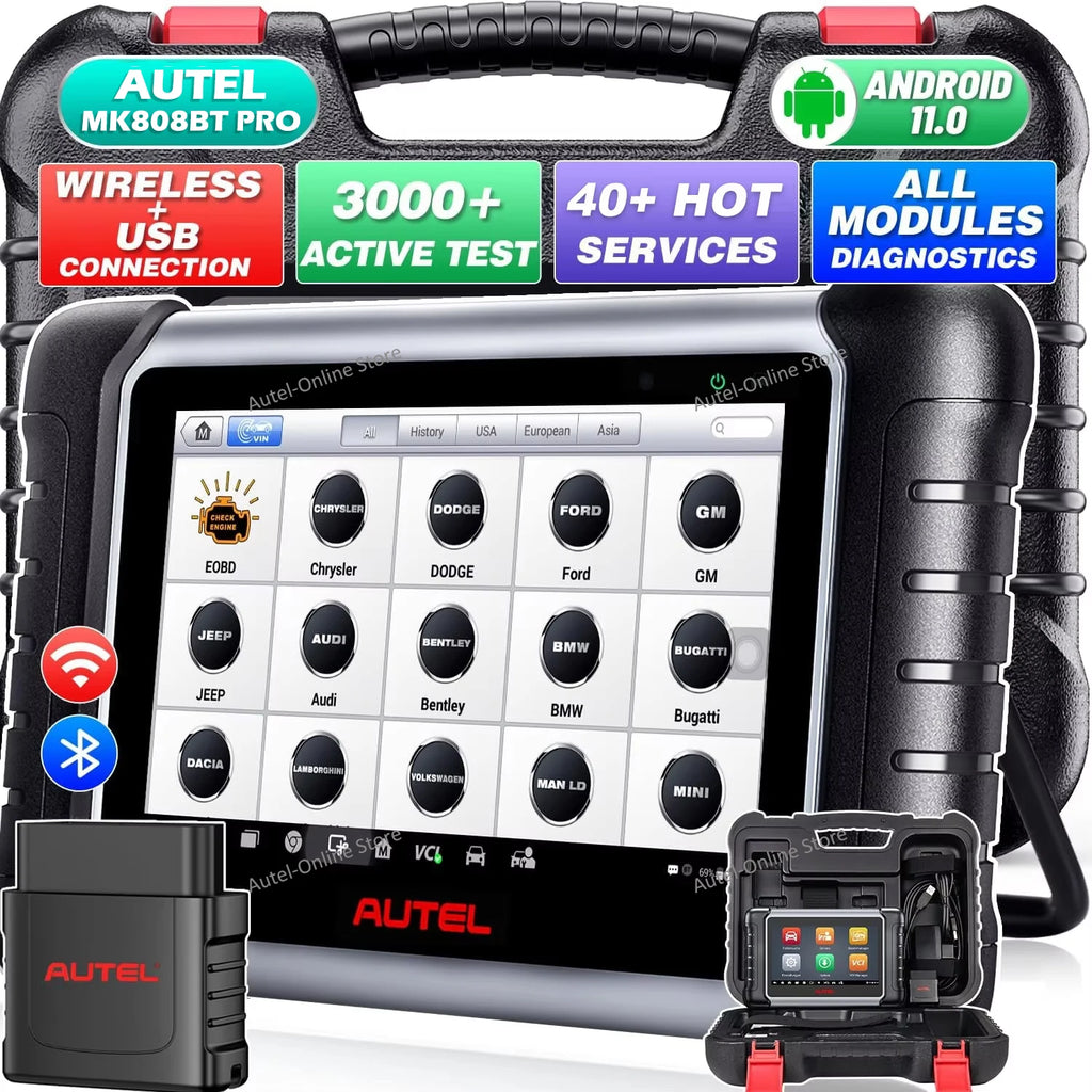 Maxicom MK808BT PRO Bi-Directional Scanner Car Diagnostic Tools Wireless OBD2 Code Reader All Systems Diagnose PK Mk808S