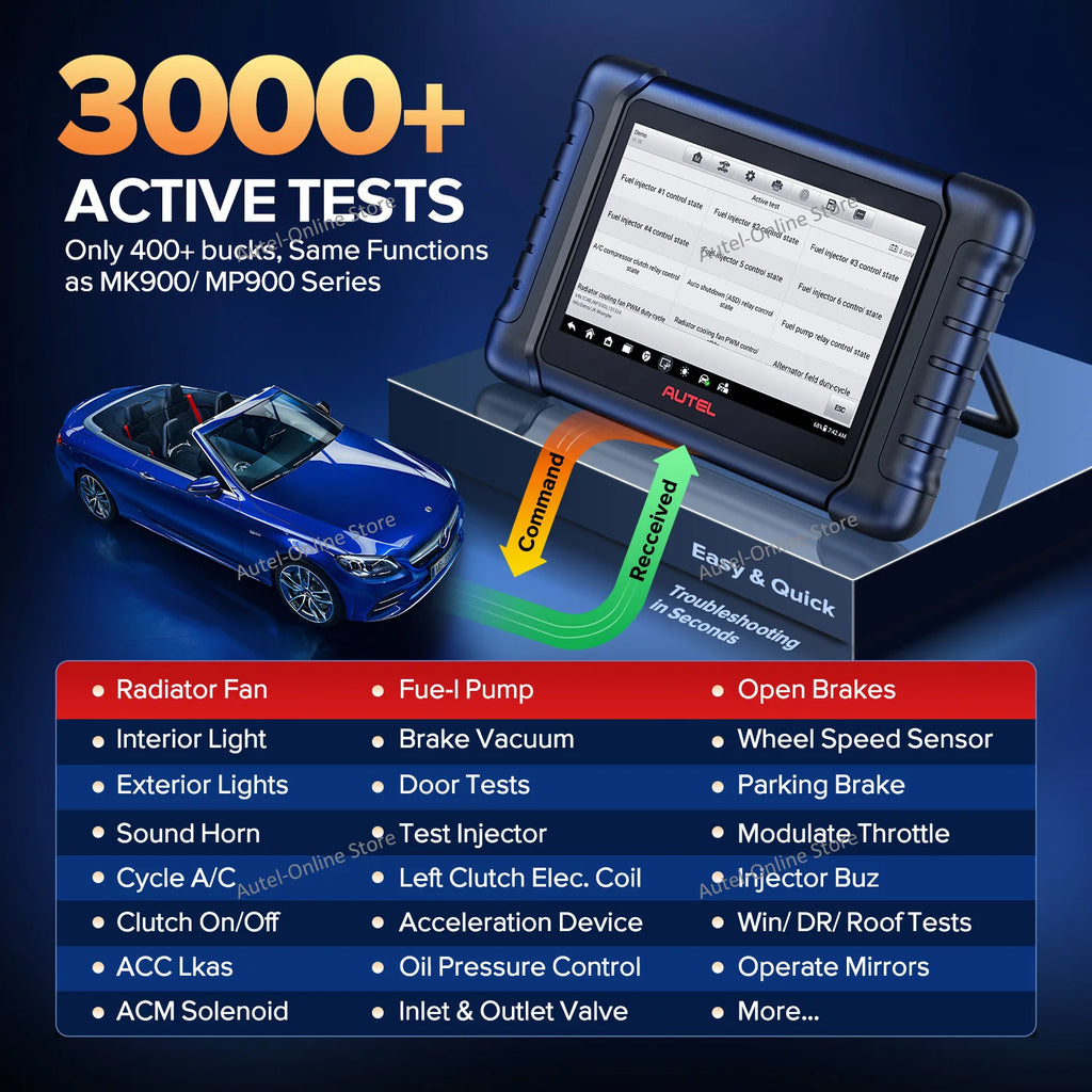 MX808S Car Diagnostic Tool Automotive Code Reader OE All Systems Diagnostics Bidirectional OBD2 Scanner