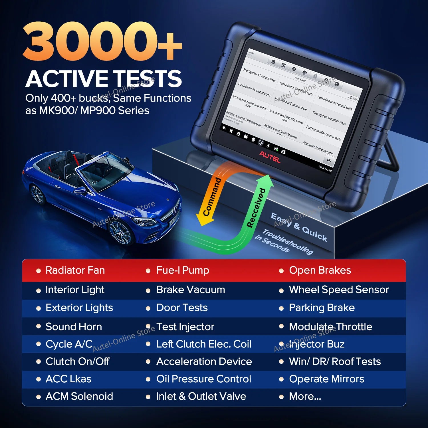 MX808S Car Diagnostic Tool Automotive Code Reader OE All Systems Diagnostics Bidirectional OBD2 Scanner
