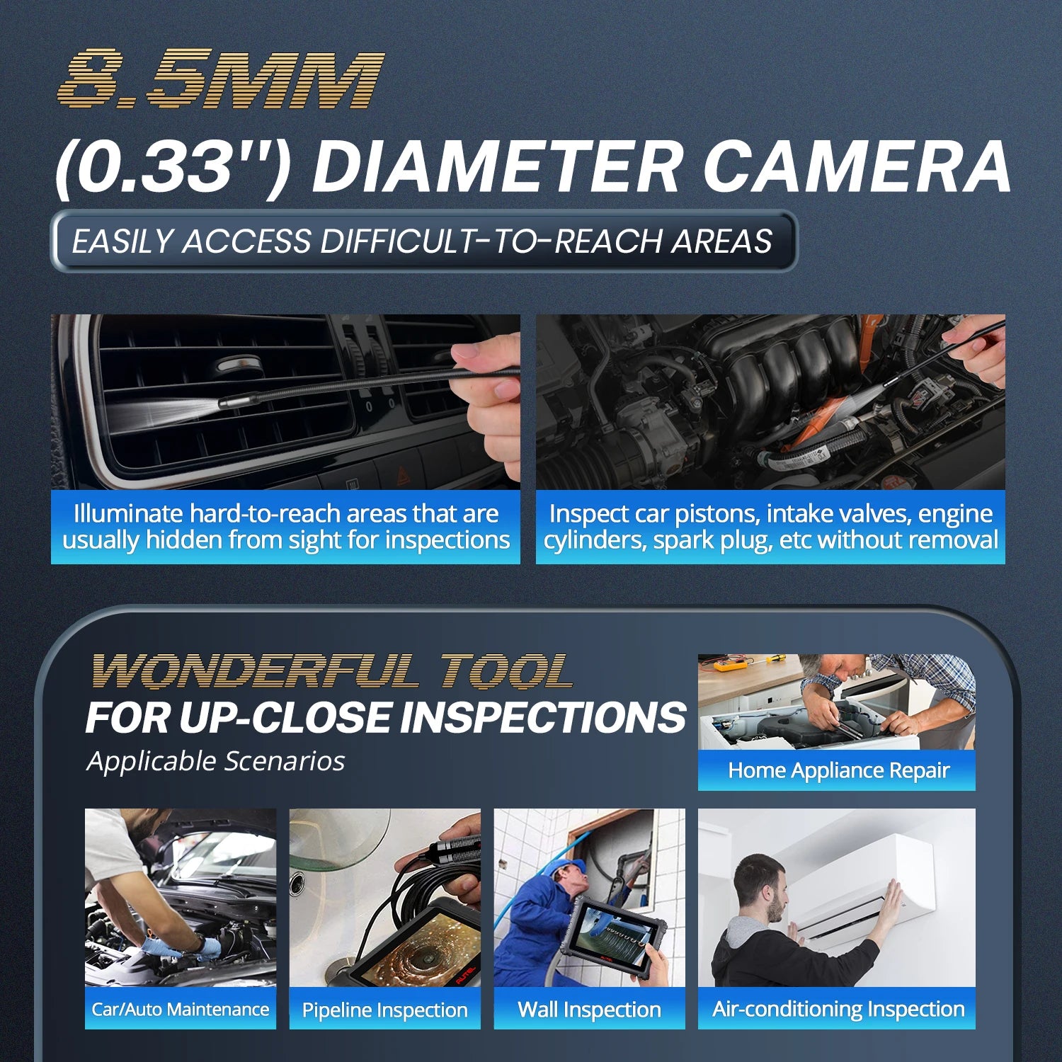 Maxivideo MV108S Camera MV108S Endoscope Inspection Tool 1920X1080 Resolution 8.5Mm/0.33" Digital Inspection Camera