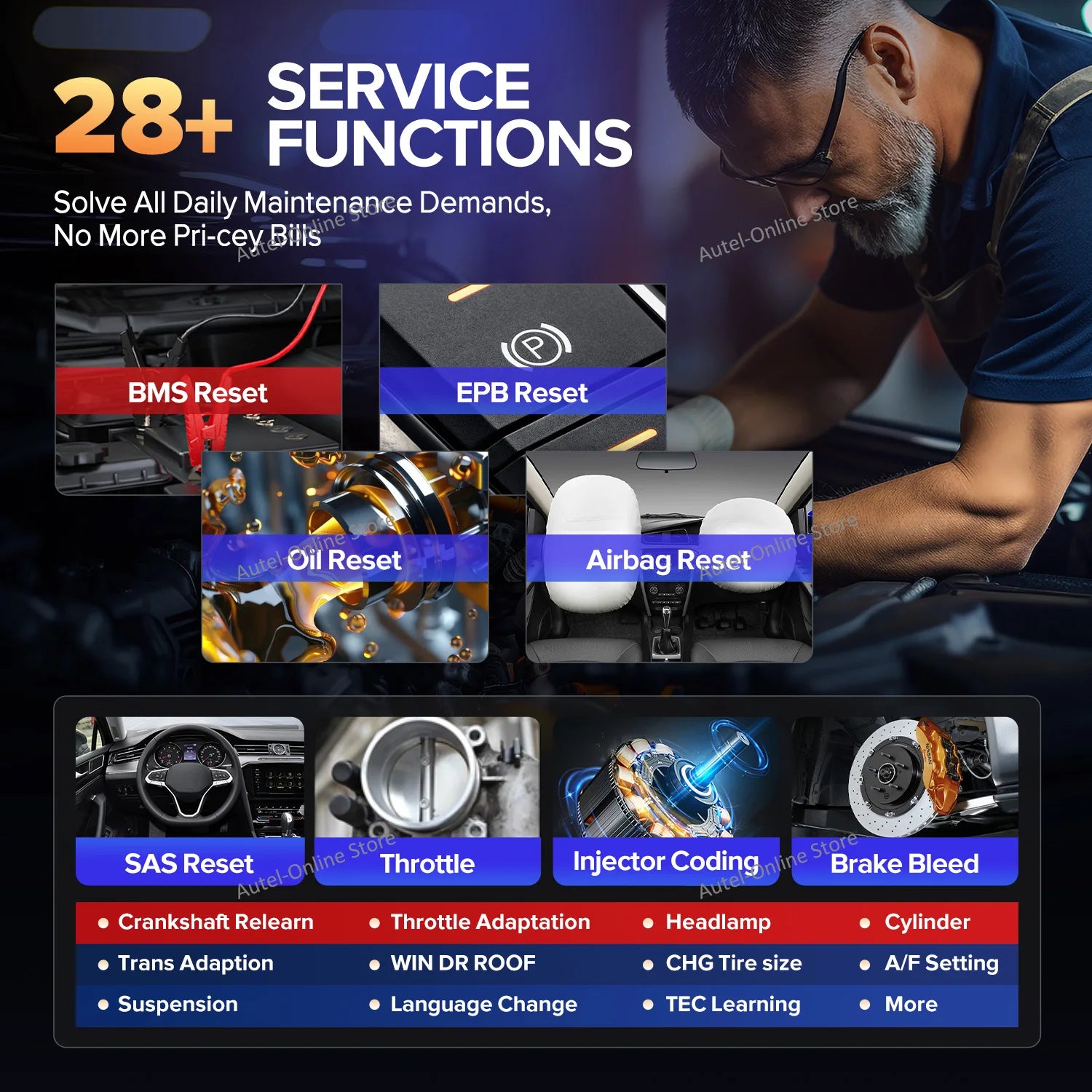 MX808S Car Diagnostic Tool Automotive Code Reader OE All Systems Diagnostics Bidirectional OBD2 Scanner