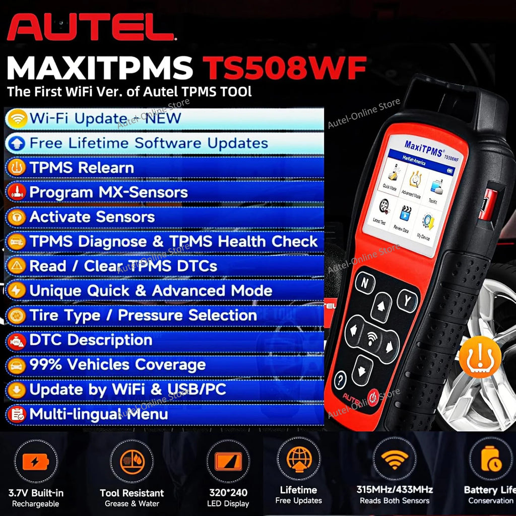Maxitpms TS508WF TPMS Relearn Tool OBD2 Scanner TPMS Reset Service, Read/Clear TPMS Code, Wi-Fi Version of TS508