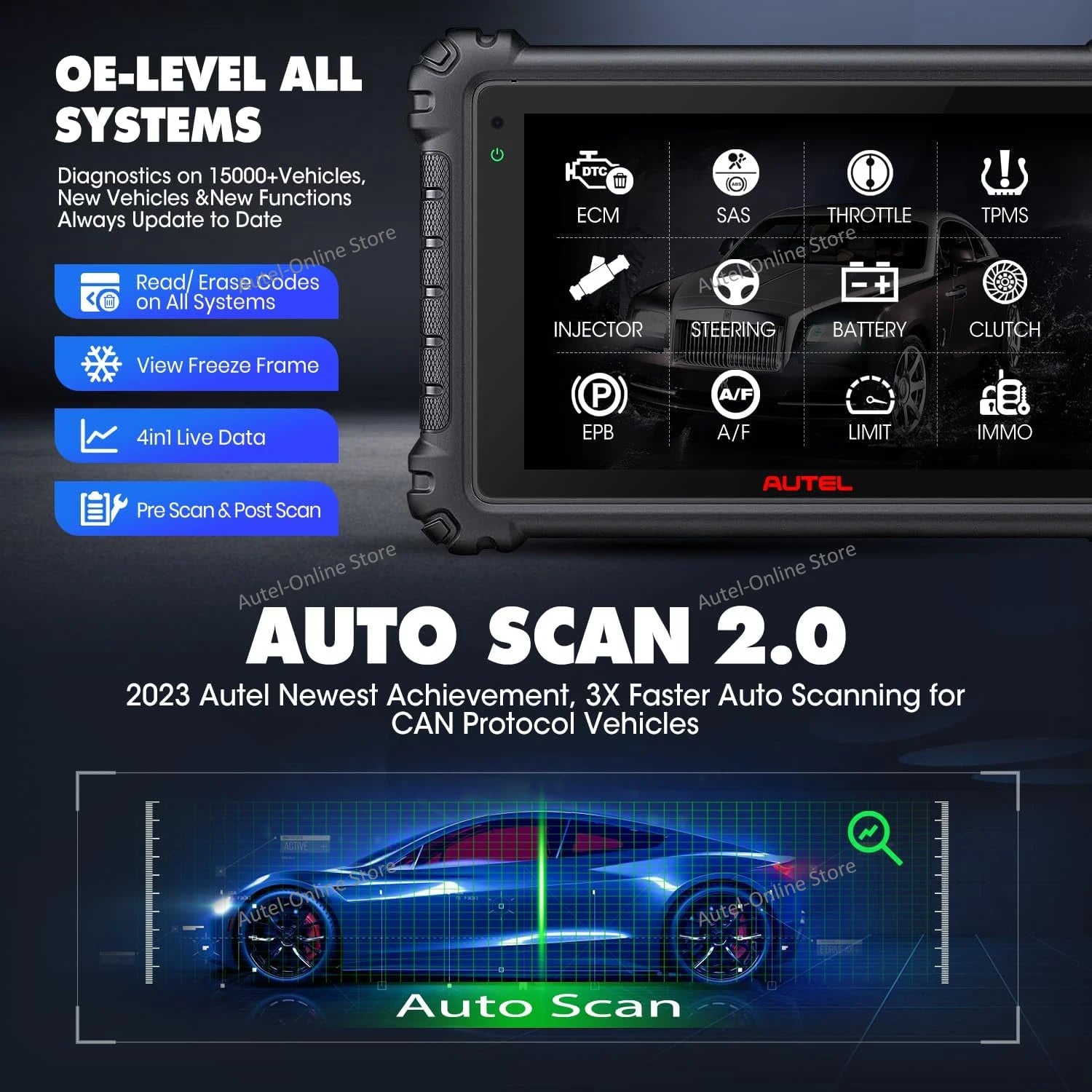 Maxicom MK906S Pro Car Diagnostic Tool, Same Functions as MS906 Pro, Advanced ECU Online Coding 40+ Services Doip & CAN FD