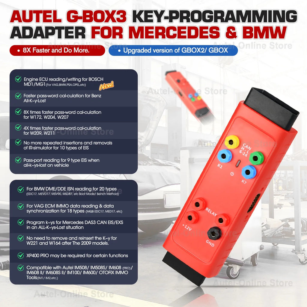 GBOX3 Key Programming Tool G-BOX for Mercedes-Benz BMW Toyota 4A All Key Lost Work Key Programmer with KM100/ IM508/ IM608